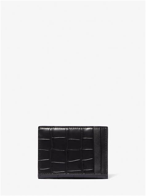 michael kors crocodile embossed wallet|Hudson Crocodile Embossed Leather Billfold Wallet .